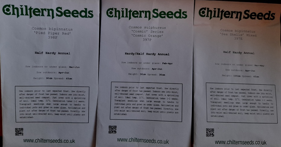cosmos chiltern seeds seed packets