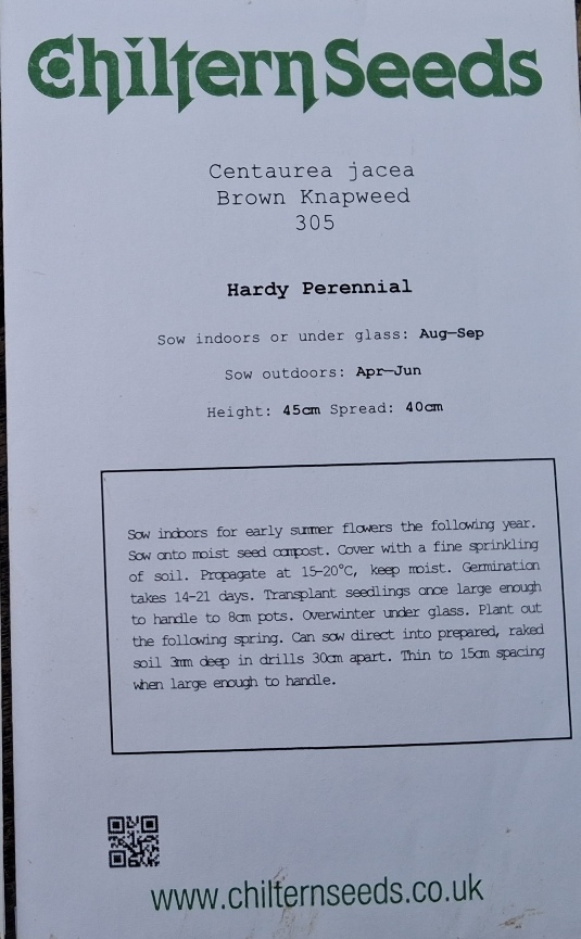 brown knapweed seed packet