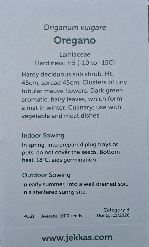 oregano seed packet
